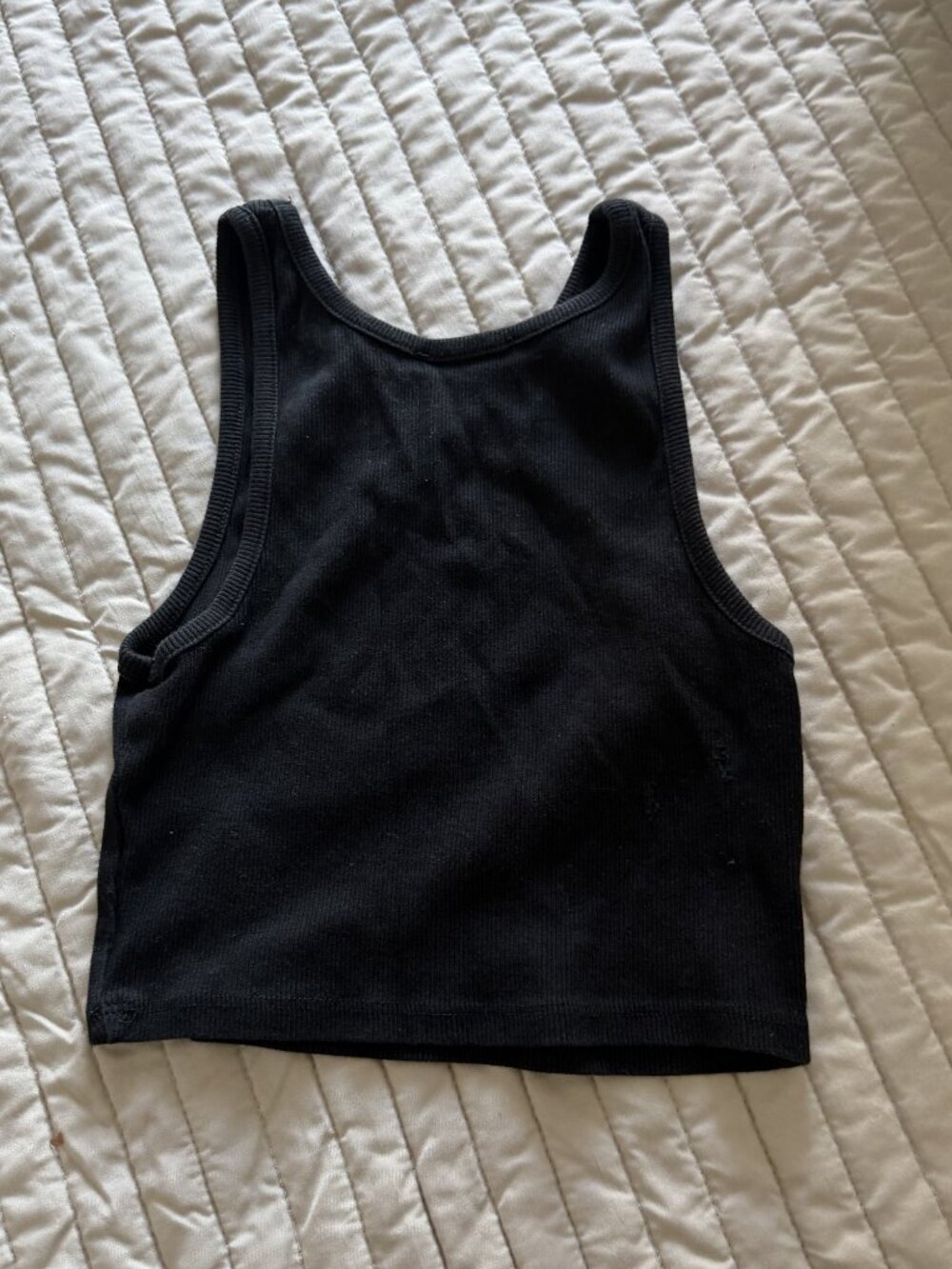 Zara Ribbed High Neck Cropped Racer Tank Black - Picture 3 of 3